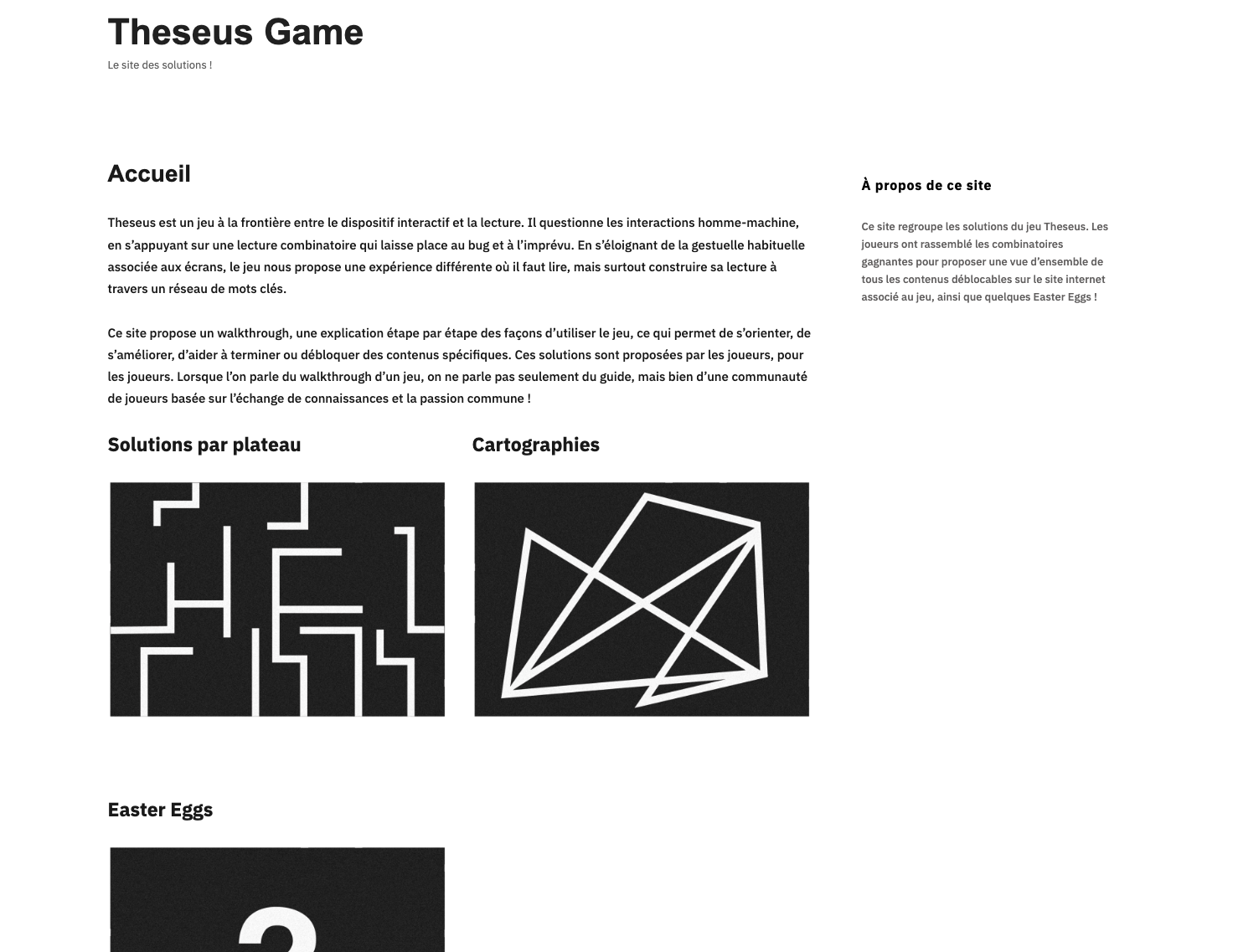 Web Combinatoire Theseus Electronic Game Jeu Interactive Interactif lecture